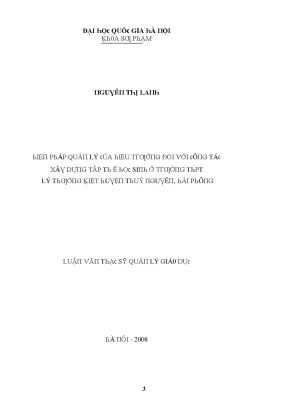 Luận văn biện pháp quản lý của hiệu trưởng đối với công tác xây dựng tập thể học sinh ở trường thpt lý thường kiệt huyện thủy nguyên hải phòng