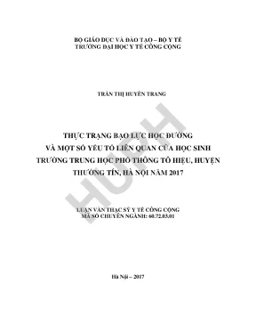 Thực trạng bạo lực học đường và một số yếu tố liên quan của học sinh trường trung học phổ thông tô hiệu huyện thường tín hà nội năm 2017