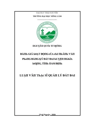 Luận văn đánh giá hoạt động của chi nhánh văn phòng đăng ký đất đại huyện nghĩa hưng tỉnh nam định