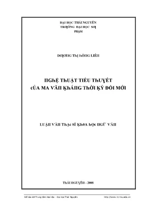 Luận văn nghệ thuật tiểu thuyết của ma văn kháng thời kỳ đổi mới