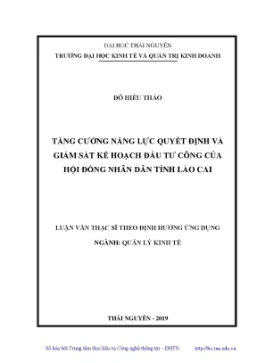 Luận văn tăng cường năng lực quyết định và giám sát kế hoạch đầu tư công của hđnd tỉnh lào cai