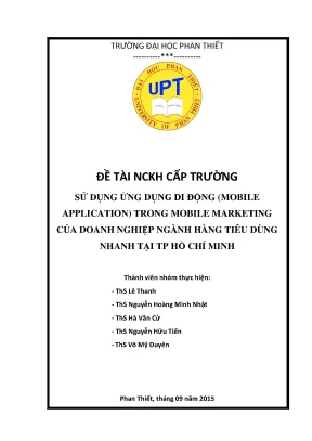 Sử dụng ứng dụng di động mobile application trong mobile marketing của các doanh nghiệp ngành hàng tiêu dùng nhanh tại tphồ chí minh