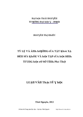 Luận văn tỷ lệ và ảnh hưởng của tật khúc xạ đến sức khỏe và học tập của học sinh trung học cơ sở tỉnh phú thọ