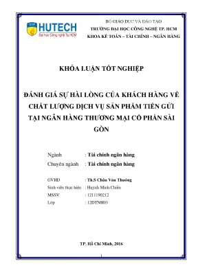 Luận văn đánh giá sự hài lòng của khách hàng về chất lượng dịch vụ sản phẩm tiền gửi tại ngân hàng thương mại cổ phần sài gòn