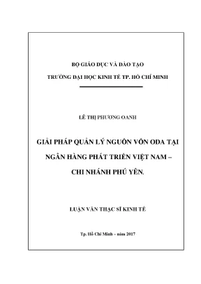 Luận văn giải pháp quản lý nguồn vốn oda tại ngân hàng phát triển việt nam chi nhánh phú yên