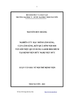 Luận văn nghiên cứu đặc điểm lâm sàng cận lâm sàng kết quả sớm nội soi tán sỏi niệu nằng laser holmium tại bệnh viện hữu nghị việt đức