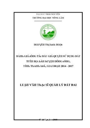 Luận văn đánh giá công tác đấu giá quyền sử dụng đất trên địa bàn huyện nông cống tỉnh thanh hóa giai đoạn 2014 2017