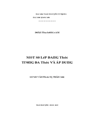 Luận văn một số lớp đẳng thức trong đa thức và áp dụng