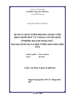 Luận văn quản lý phát triển đội ngũ giảng viên khoa ngôn ngữ và văn hóa trung quốc trường đại học ngoại ngữ đại học quốc gia hà nội trong bối cảnh hiện nay
