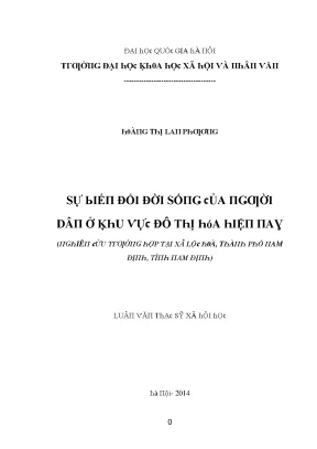 Luận văn sự biến đổi đời sống của người dân ở khu vực đô thị hóa hiện nay nghiên cứu trường hợp tại xã lộc hòa thành phố nam định tỉnh nam định