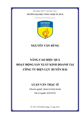 Luận văn nâng cao hiệu quả hoạt động sản xuất kinh doanh tại công ty điện lực duyên hải
