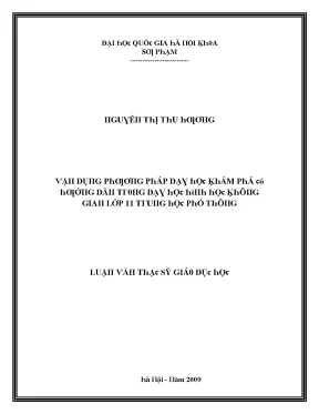 Luận văn vận dụng phương pháp dạy học khám phá có hướng dẫn trong dạy học hình học không gian lớp 11 trung học phổ thông