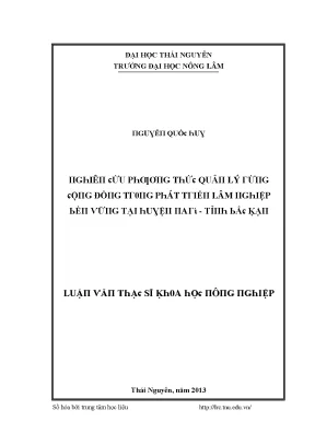 Luận văn nghiên cứu phương pháp quản lý rừng cộng đồng trong phát triển lâm nghiệp bền vững tại huyện na rì tỉnh bắc kạn