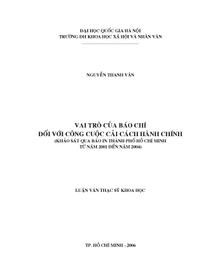 Luận văn thạc sĩ vai trò của báo chí đối với công cuộc cải cách hành chính