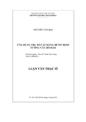 Luận văn thạc sĩ địa kỹ thuật xây dựng ứng dụng trụ đất xi măng để ổn định tường vây hố đào