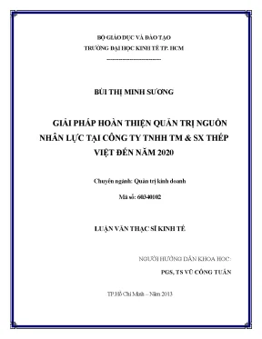 Luận văn giải pháp hoàn thiện quản trị nguồn nhân lực tại công ty tnhh tm sx thép việt đến năm 2020 luận văn thạc sĩ