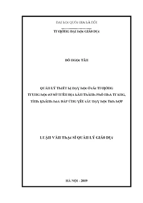 Luận văn quản lý thiết bị dạy học ở các trường trung học cơ sở trên địa bàn thành phố nha trang tỉnh khánh hòa đáp ứng yêu cầu dạy học tích hợp