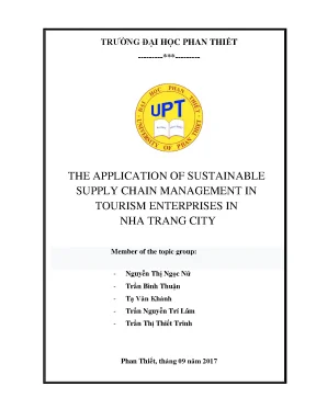 The application of sustainable supply chain management in tourism enterprises in nha trang city