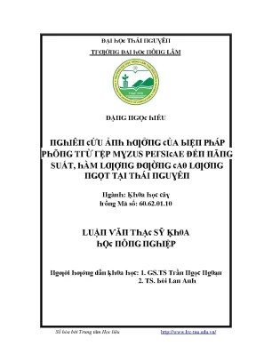 Luận văn nghiên cứu ảnh hưởng của biện pháp phòng trừ rệp myzus persicae đến năng suất hàm lượng đường cao lương ngọt tại thái nguyên
