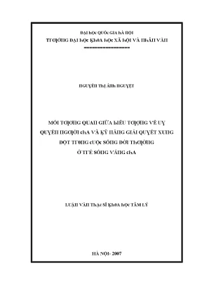 Luận văn mối tương quan giữa biểu tượng về uy quyền người cha và kỹ năng giải quyết xung đột trong cuộc đời thường ở trẻ sống vắng cha