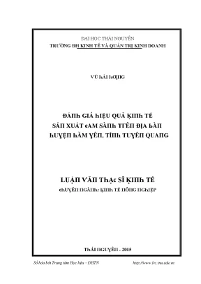 Luận văn đánh giá hiệu quả kinh tế sản xuất cam sành trên địa bàn huyện hàm yên tỉnh tuyên quang