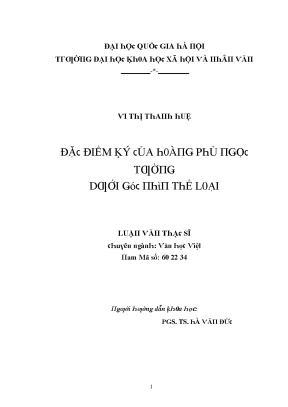 Luận văn đặc điểm ký của hoàng phủ ngọc tường dưới góc nhìn thể loại