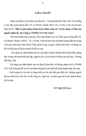 Luận văn thạc sĩ một số giải pháp nhằm hoàn thiện công tác tuyển dụng và đào tạo nguồn nhân lực tại công ty tnhh cci việt nam