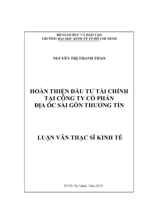 Luận văn hoàn thiện đầu tư tài chính tại công ty cổ phần địa ốc sài gòn thương tín