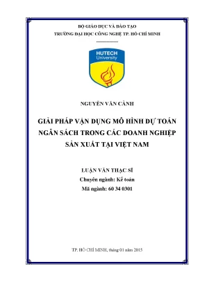 Luận văn giải pháp vận dụng mô hình dự toán ngân sách trong các doanh nghiệp sản xuất tại việt nam