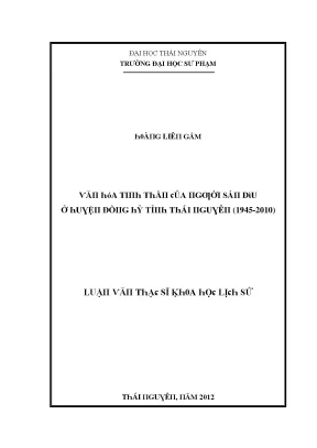 Luận văn văn hóa tinh thần của người sán dìu ở huyện đồng hỷ tỉnh thái nguyên 1945 2010
