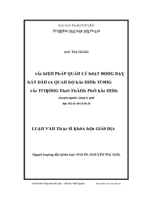Luận văn các biện pháp quản lý hoạt động dạy hát dân ca quan họ bắc ninh trong các trường thcs thành phố bắc ninh