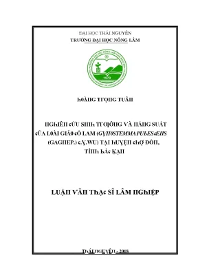Luận văn nghiên cứu sinh trưởng và năng suất của loài giảo cổ lam gynostemma pubescens gagnep c y wu tại huyện chợ đồn tỉnh bắc kạn