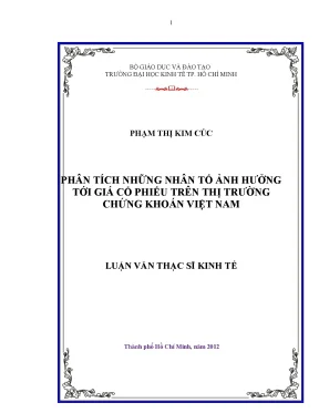 Luận văn phân tích những nhân tố ảnh hưởng tới giá cổ phiếu trên thị trường chứng khoán việt nam luận văn thạc sĩ