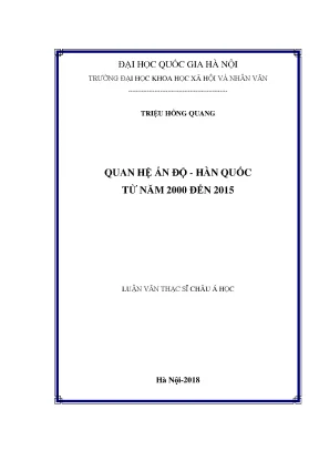 Luận văn thạc sĩ quan hệ ấn độ hàn quốc từ năm 2000 đến 2015