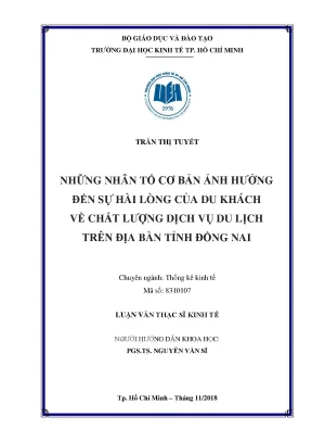 Luận văn những nhân tố cư bản ảnh hưởng đến sự hài lòng của du khách về chất lượng dịch vụ trên địa bàn tỉnh đồng nai