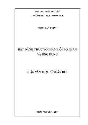 Luận văn bất đẳng thức với hàm lồi bộ phận và ứng dụng