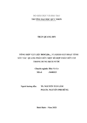 Luận văn tổng hợp vật liệu bioclxbr1 x và khảo sát hoạt tính xúc tác quang phân hủy một số hợp chất hữu cơ trong dung dịch nước