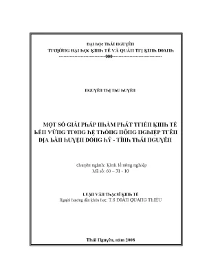 Luận văn một số giải pháp nhằm phát triển kinh tế trong hệ thống nông nghiệp trên địa bàn huyện đồng hỷ tỉnh thái nguyên
