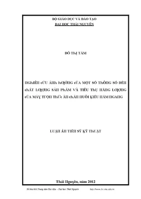 Luận văn nghiên cứu ảnh hưởng của một số thông số đến chất lượng sản phẩm và tiêu thụ năng lượng của máy trộn thức ăn chăn nuôi kiểu nằm ngang