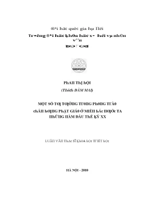 Luận văn một số tư tưởng trong phong trào chấn hưng phật giáo ở miền bắc nước ta những năm đầu thế kỷ xx