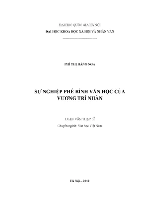 Luận văn thạc sĩ sự nghiệp phê bình văn học của vương trí nhàn