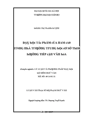 Luận văn dạy học tác phẩm của nam cao trong nhà trường trung học cơ sở theo hướng tiếp cận văn hóa