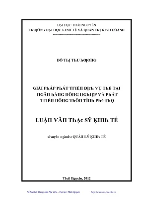 Luận văn giải pháp phát triển dịch vụ thẻ tại ngân hàng nông nghiệp và phát triển nông thôn tỉnh phú thọ