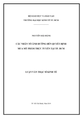 Luận văn các nhân tố ảnh hưởng đến quyết định mua mỹ phẩm trực tuyến tại tp hcm