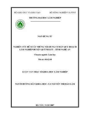 Luận văn nghiên cứu đề xuất nội dung cơ bản quy hoạch lâm nghiệp huyện quỳnh lưu tỉnh nghệ an