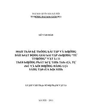 Luận văn soạn thảo hệ thống bài tập và hướng dẫn hoạt động giải bài tập chương từ trường vật lý 11 theo hướng phát huy tích cực tự chủ và bồi dưỡng năng lực sáng tạo của học sinh