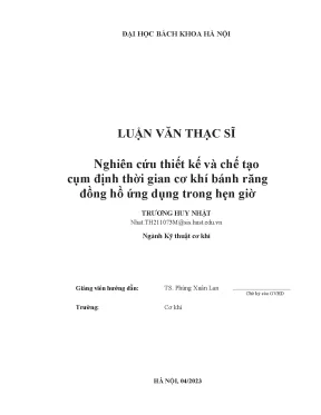 Nghiên cứu thiết kế và chế tạo cụm định thời gian cơ khí bánh răng đồng hồ ứng dụng trong hẹn giờ