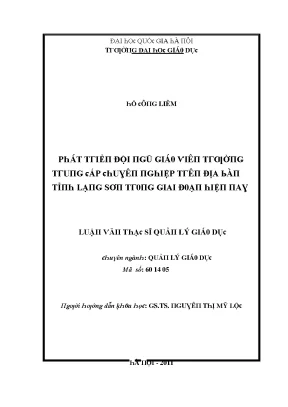 Luận văn phát triển đội ngũ giáo viên trường trung cấp chuyên nghiệp trên địa bàn tỉnh lạng sơn trong giai đoạn hiện nay
