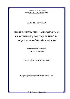 Luận văn nghiên cứu hàm luợng pb cd và as trong cây nghể bụi phân bố tại huyện bạch thông tỉnh bắc kạn