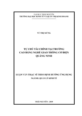 Luận văn tự chủ tài chính tại trường cao đẳng nghề giao thông cơ điện quảng ninh